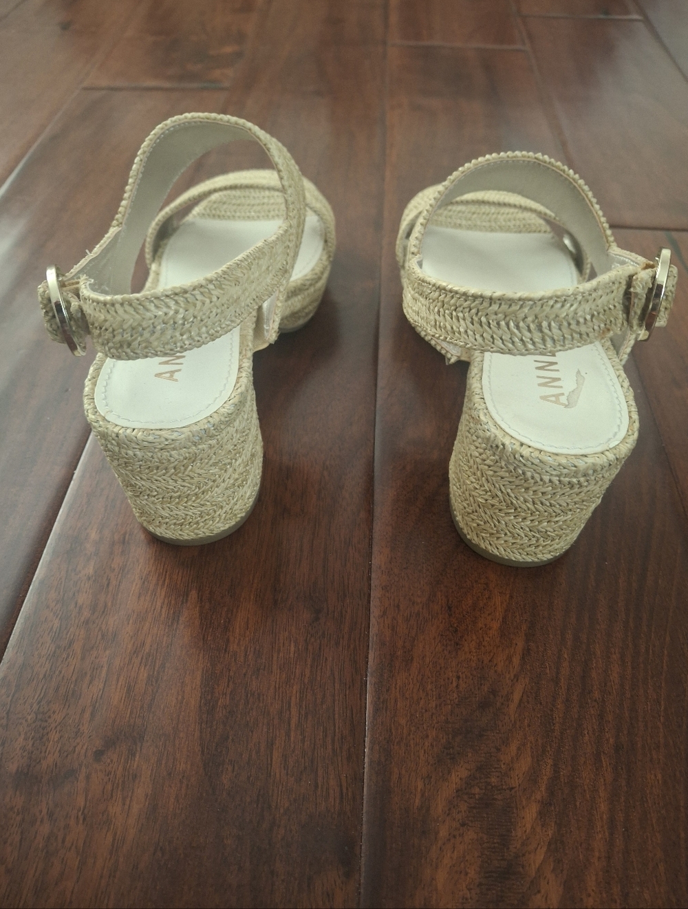 ANNE KLEIN "Padrino" Natural Woven Raffia Slingback Sandals - Size 7 - Picture 3 of 9